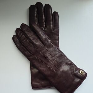 Coach Dark Brown Leather Gloves